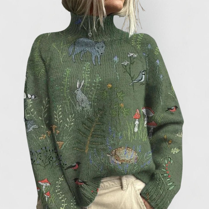 Annika | Turtleneck Sweater with Floral Pattern for Women