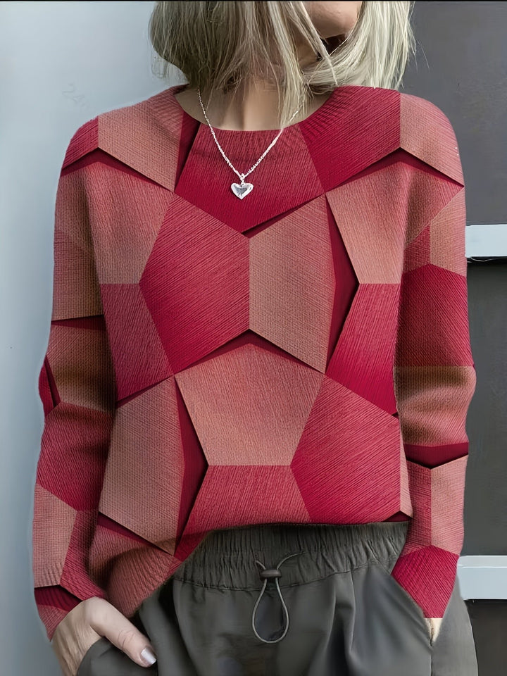 Sanae | Casual Sweater – Trendy Geometric Pattern for Women