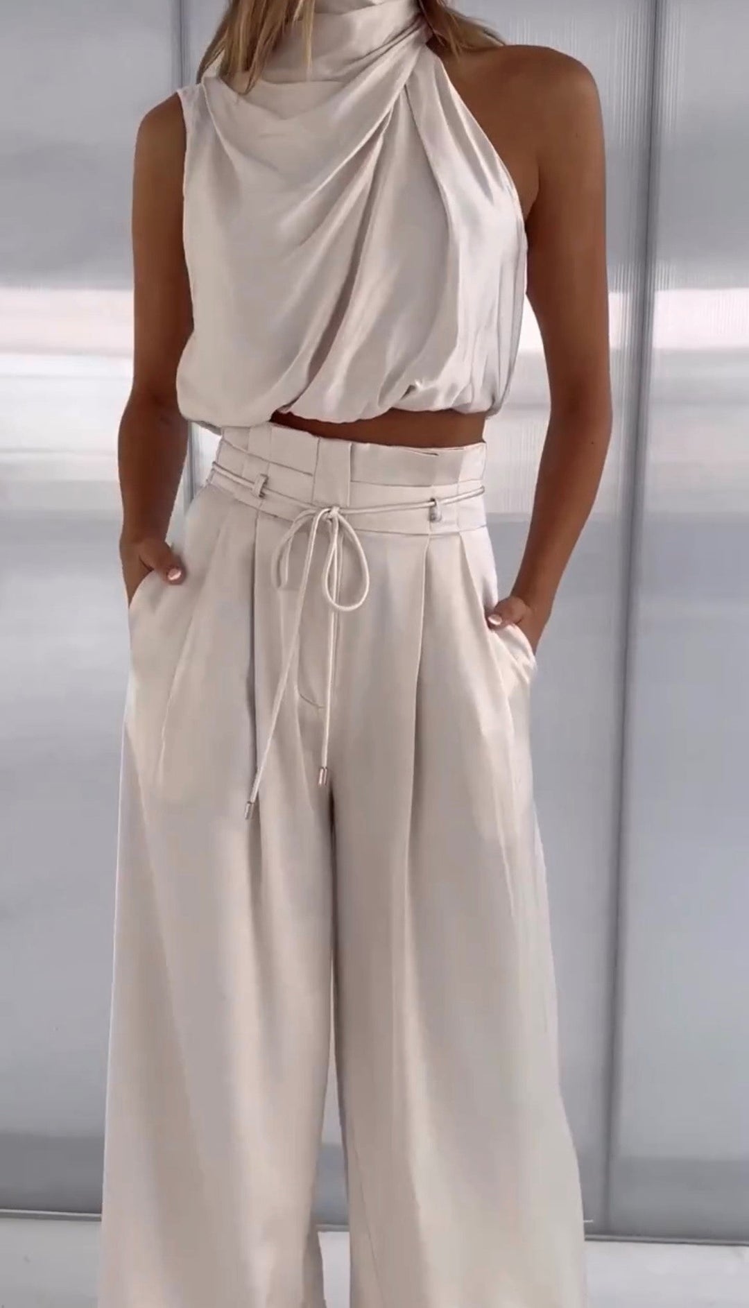 Carmela | Refined Sleeveless Tailored Two Piece Set