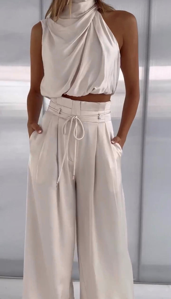 Carmela | Refined Sleeveless Tailored Two Piece Set