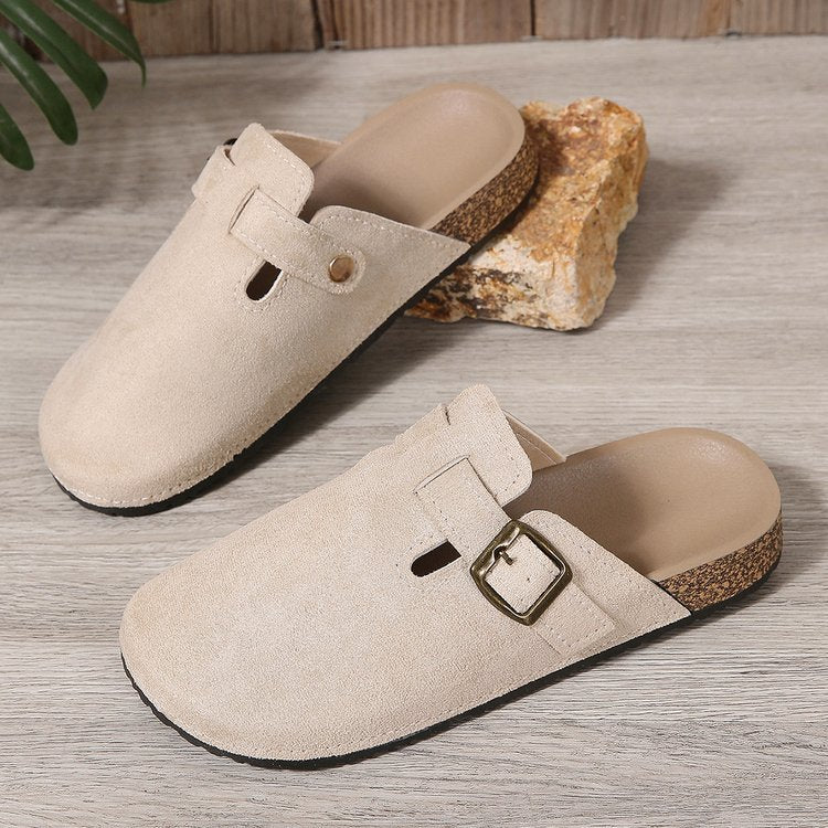 Harper | Elegant And Comfortable Suede Buckle Slip-On Mules
