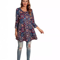 Lydia | Artistic Mandala Print A-Line Tunic Top