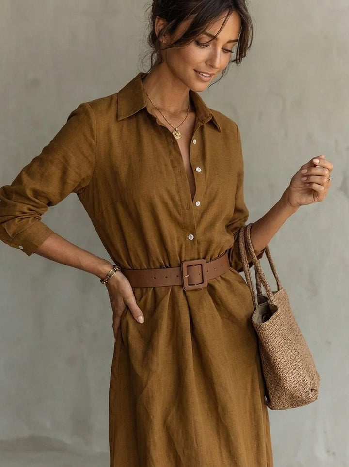 Bethany | Modern And Trendy Belted Long-Sleeved Dress