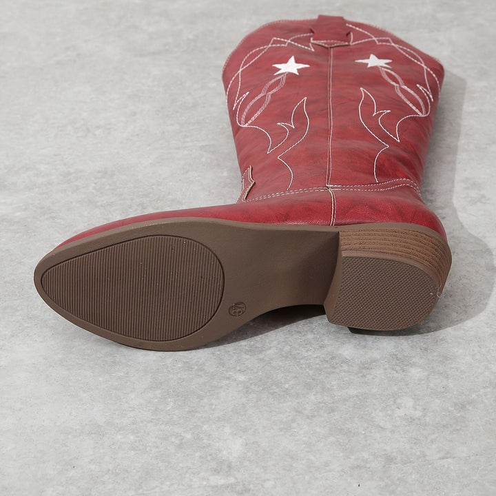 Antje | Chic And Trendy Wide Calf Design Cowboy Boots