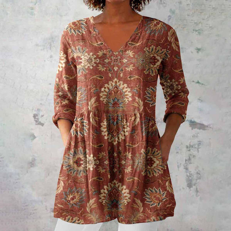 Grace | Elegant And Stylish Printed V-Neck Tunic Top