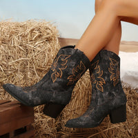 Simone | Stylish And Versatile Wide Calf Design Cowboy Boots