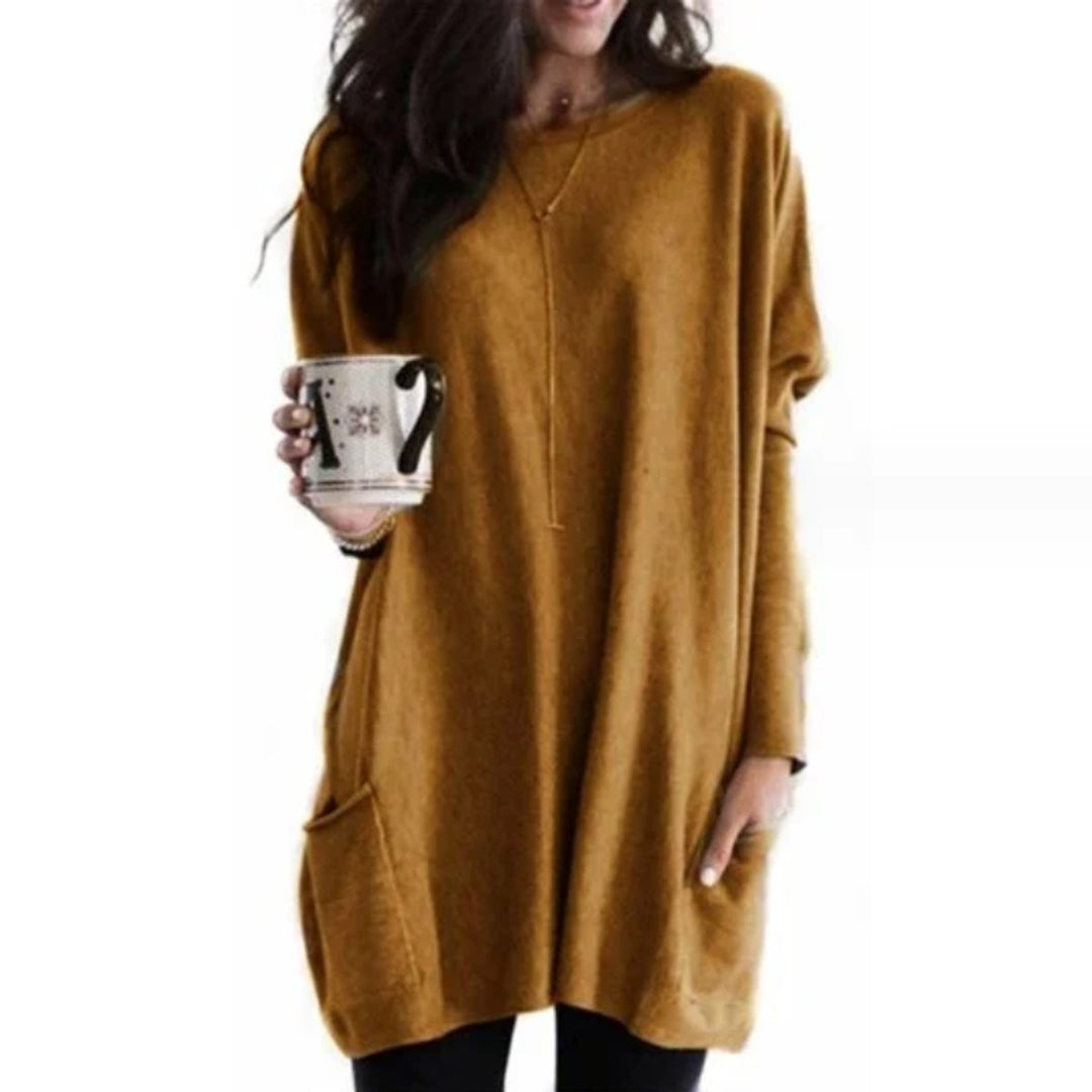 Olivia | Relaxed And Comfortable Long Sleeve Pocket Tunic Top
