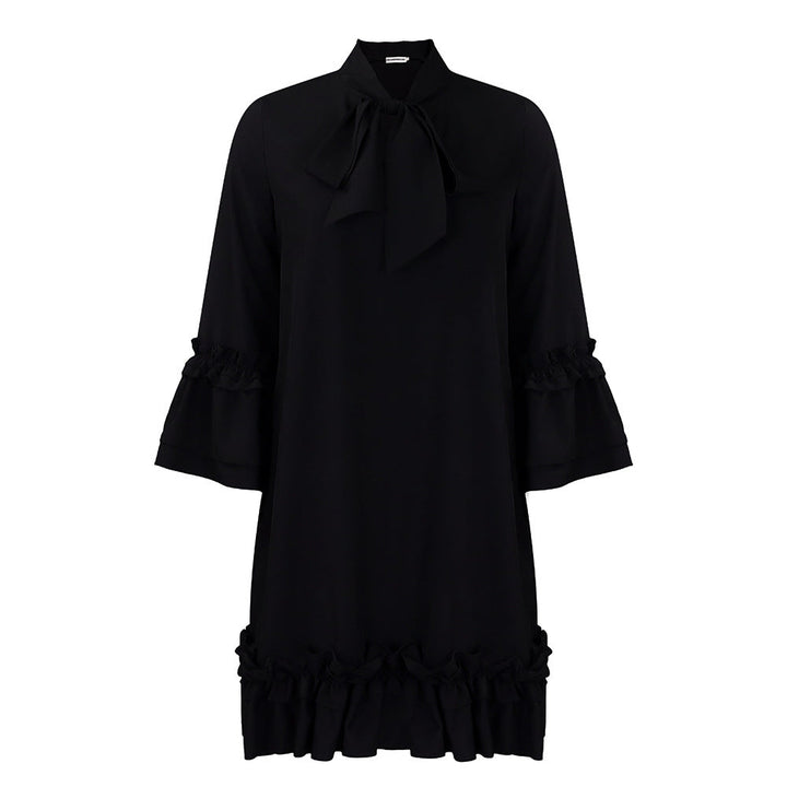 Vivienne | Elegant Bow Neck Ruffle Tunic Dress