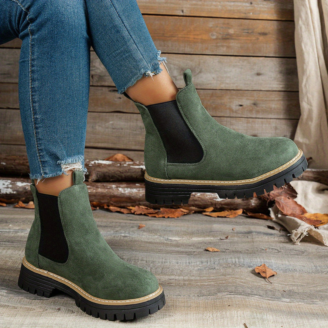 Megan | Stylish Chelsea Platform Ankle Boots With Lug Soles
