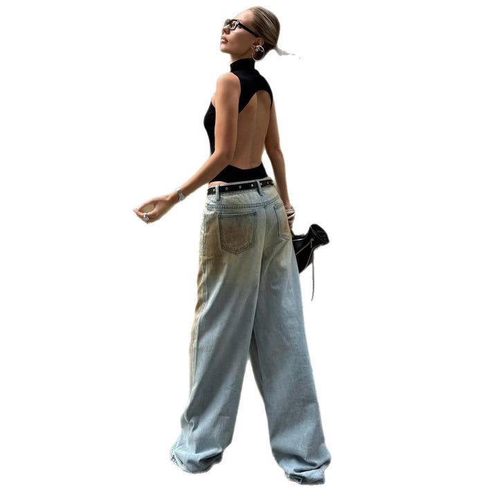 Victoria | Vintage Washed Wide Leg Denim Jeans