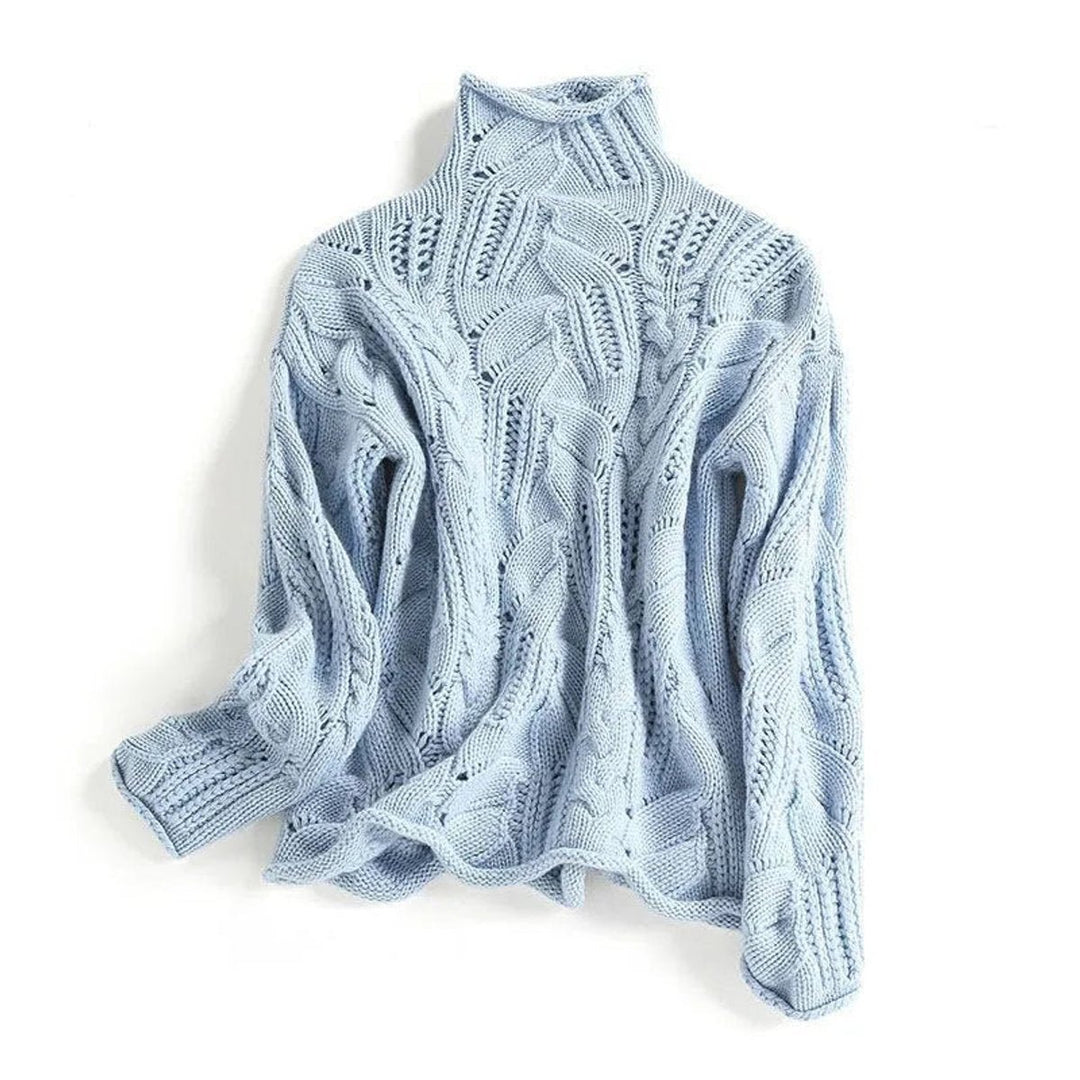 Marie | Turtleneck Knit Sweater with Cable Pattern for Women