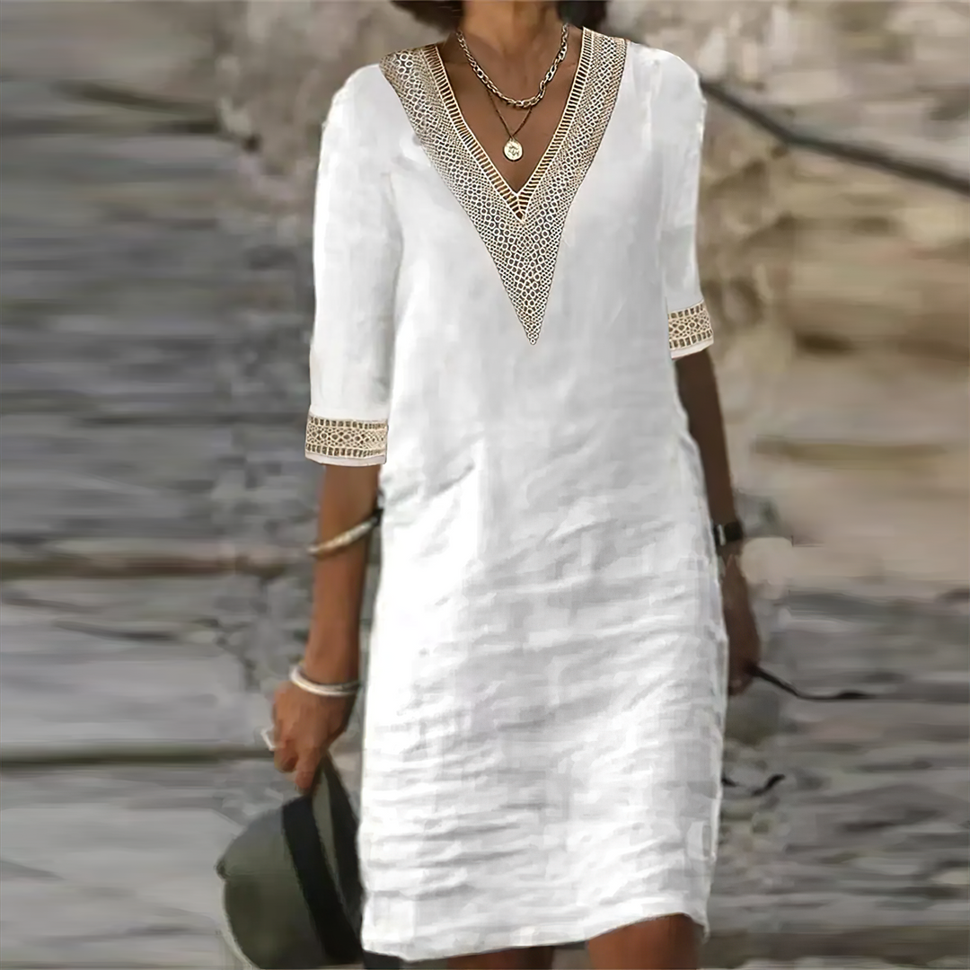 Alice | Women's Summer Dress - Cotton-Linen Blend, Casual Chic 0