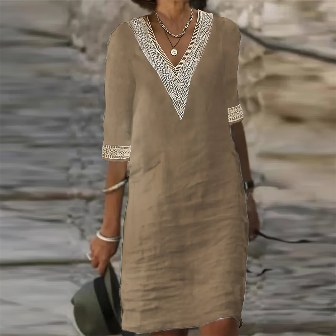 Alice | Women's Summer Dress - Cotton-Linen Blend, Casual Chic 4