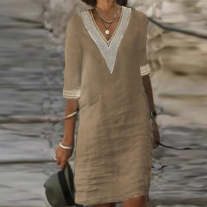 Alice | Women's Summer Dress - Cotton-Linen Blend, Casual Chic 4