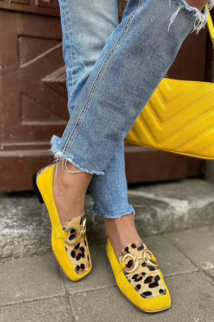 Allegra | Chic Loafers for Women – Vibrant Yellow & Animal Print Design 1