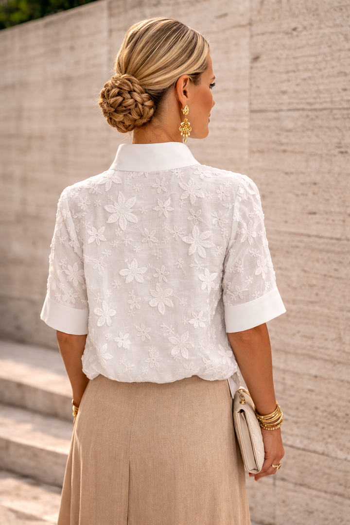 Amara | Elegant Embroidery Soft Regular Fit Blouse 1
