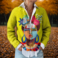 Elena | Artistic Printed Autumn Knit Cardigan