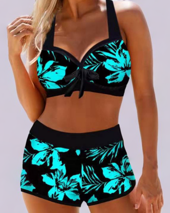 Aurelia | Elegant Floral High Waisted Bikini Set for Women 0