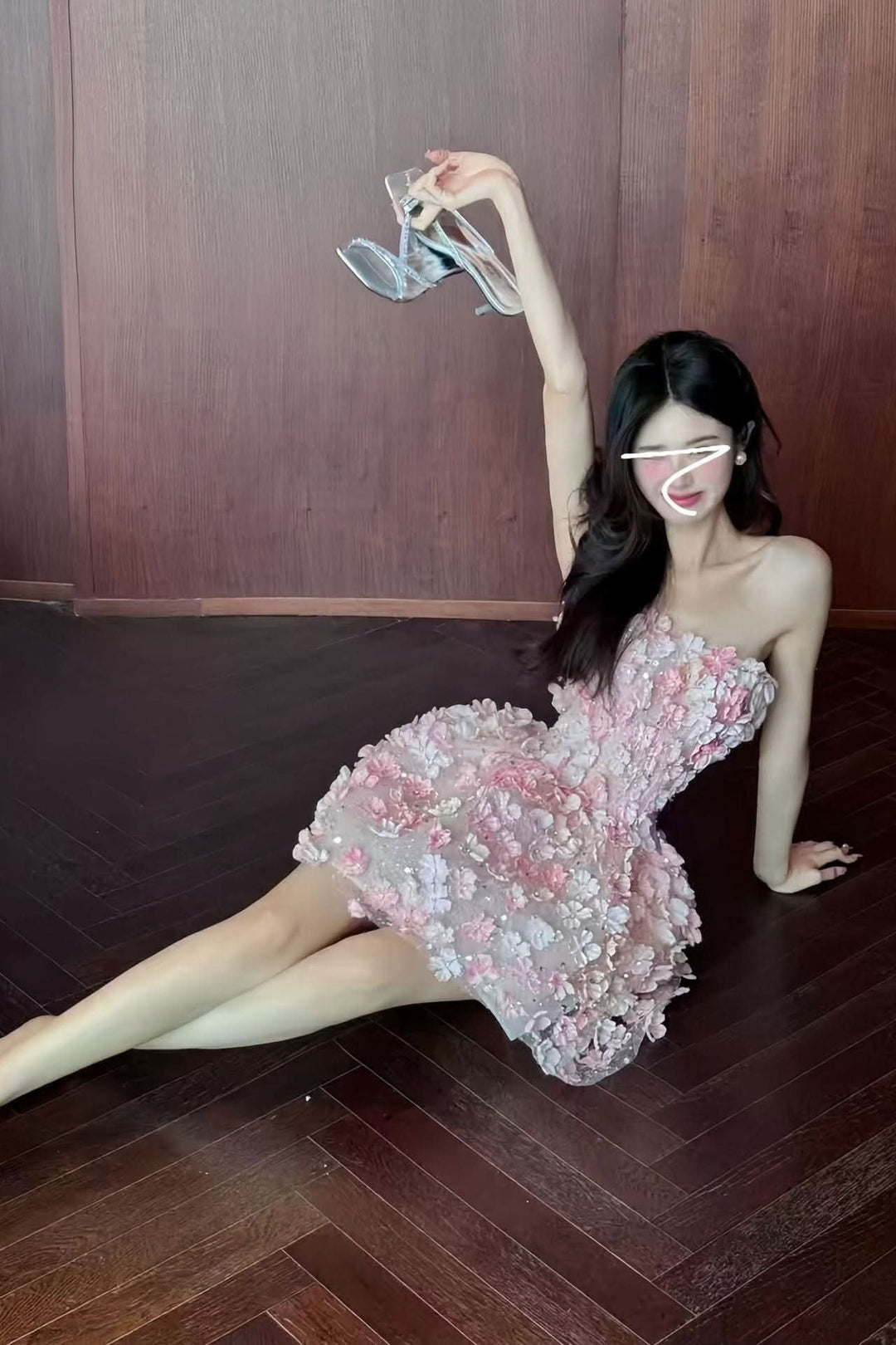 Aurora | Show-Stopping Strapless Floral Cocktail Mini Dress 4