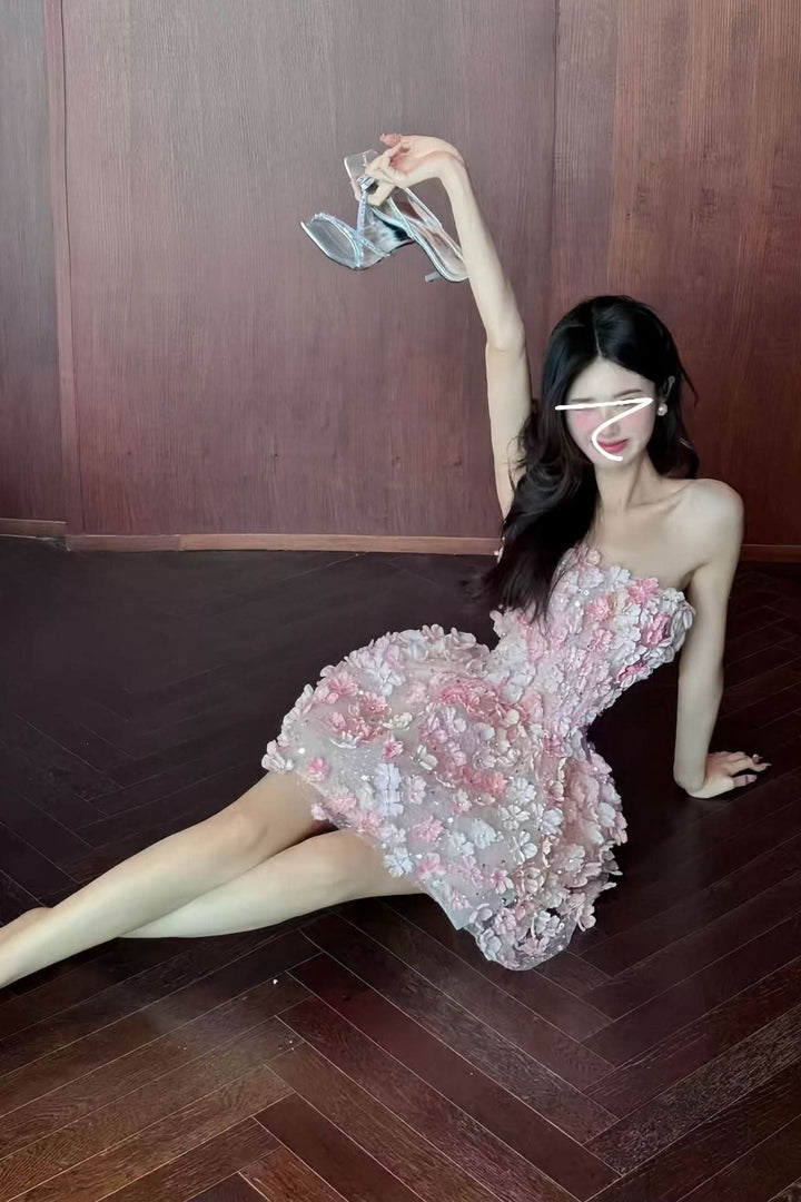 Aurora | Show-Stopping Strapless Floral Cocktail Mini Dress 4