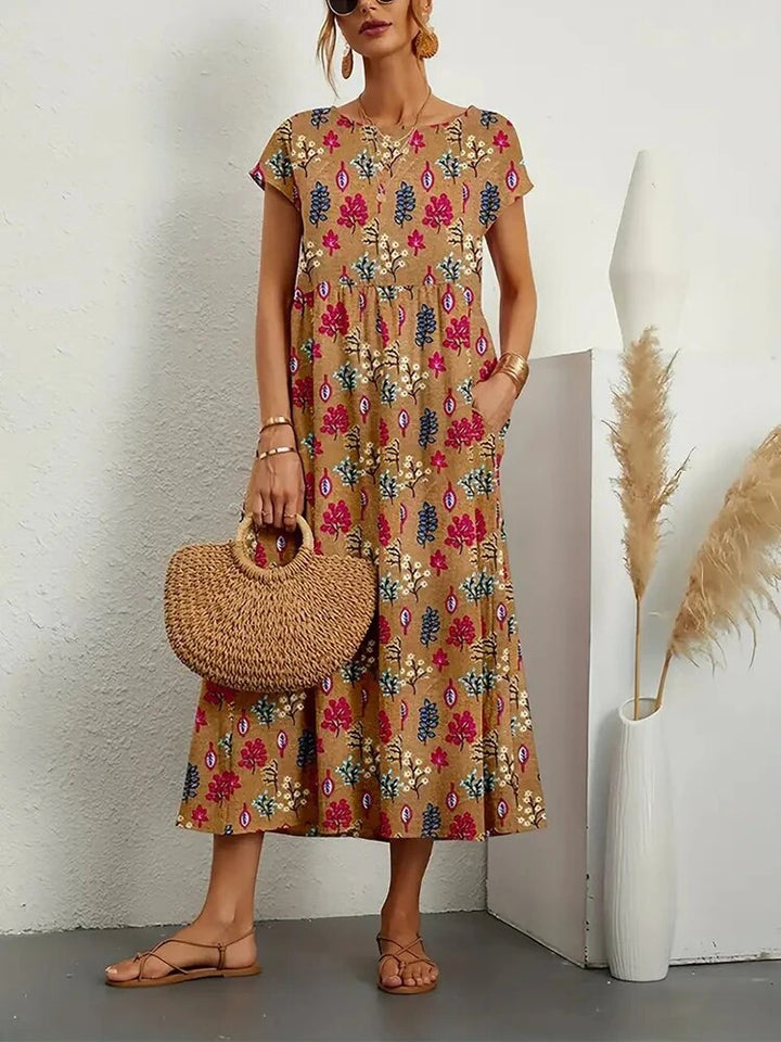 Ava | Cotton Blend Floral print A-Line Summer  Dress 0