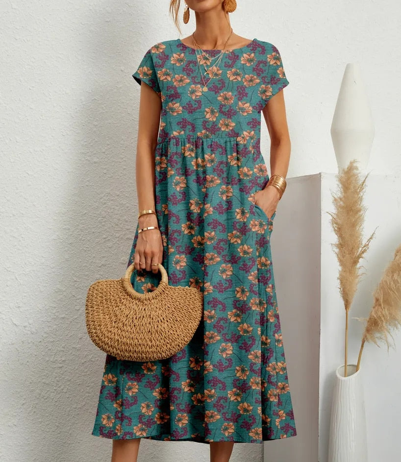 Ava | Cotton Blend Floral print A-Line Summer  Dress 10