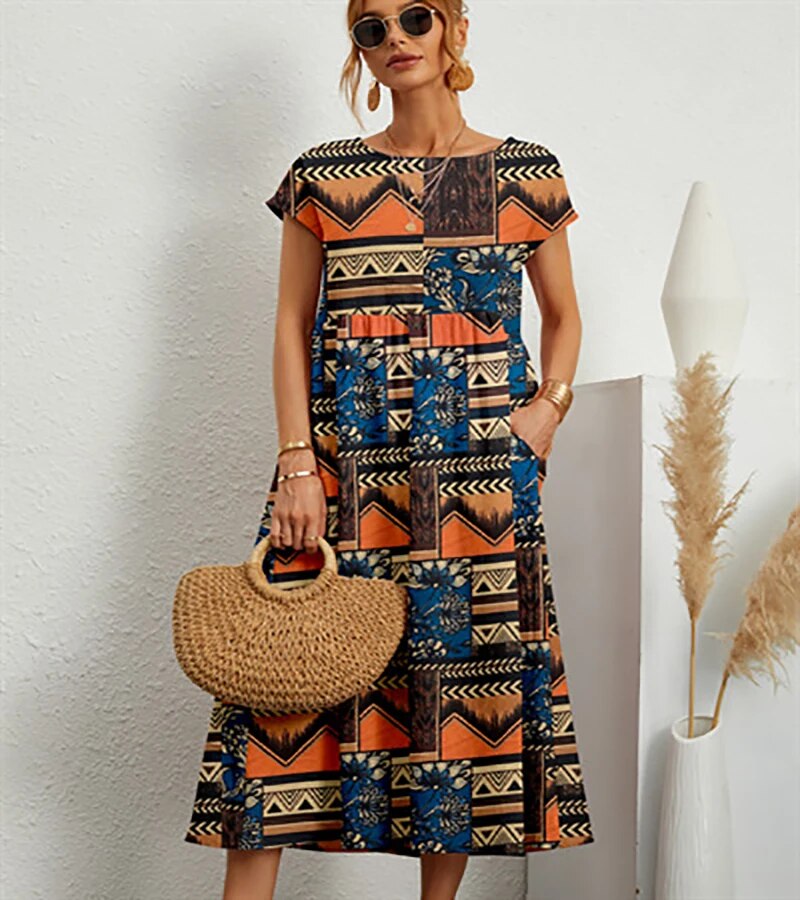 Ava | Cotton Blend Floral print A-Line Summer  Dress 3