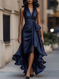 Giselle | Dramatic And Luxurious Satin Wrap Maxi Dress