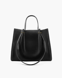 Victoria | Structured And Elegant Contrast-Stitch Vegan Leather Tote Bag