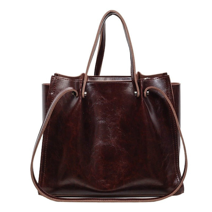Beverly | Minimalist Contrast-Stitch Vegan Leather Tote Bag 6