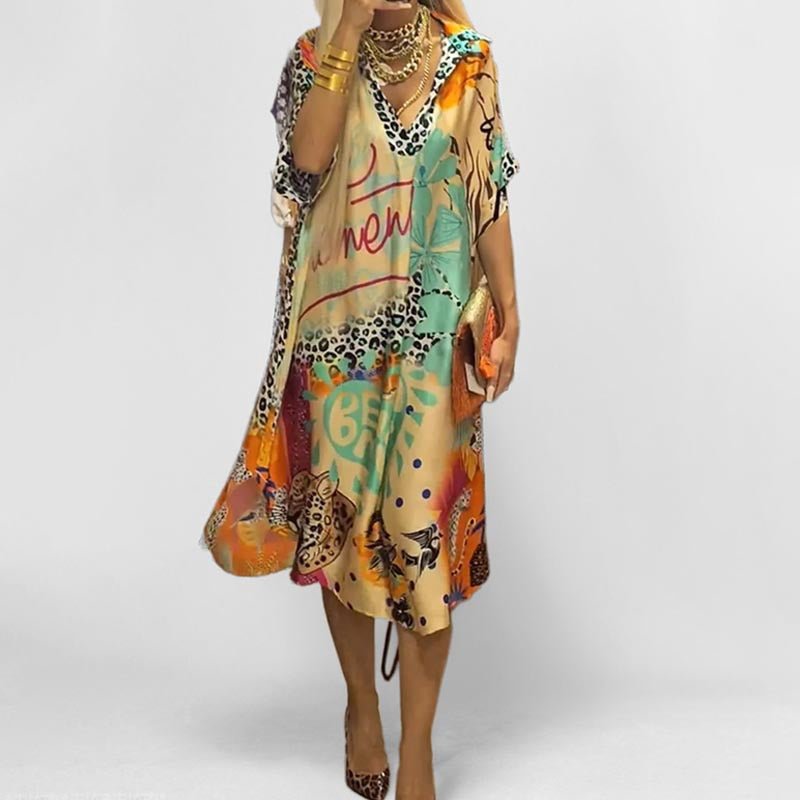 Birgit | Comfortable And Vibrant graphic print swing tunic dress 0