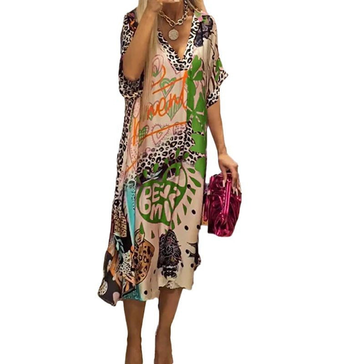 Birgit | Comfortable And Vibrant graphic print swing tunic dress 5