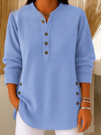 Elena | Comfortable and Elegant henley ribbed tunic Top