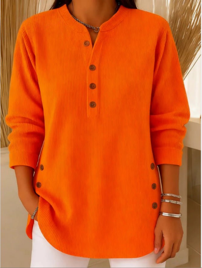 Camila | Comfortable And Warm Longline Henley Ribbed Tunic Top 6