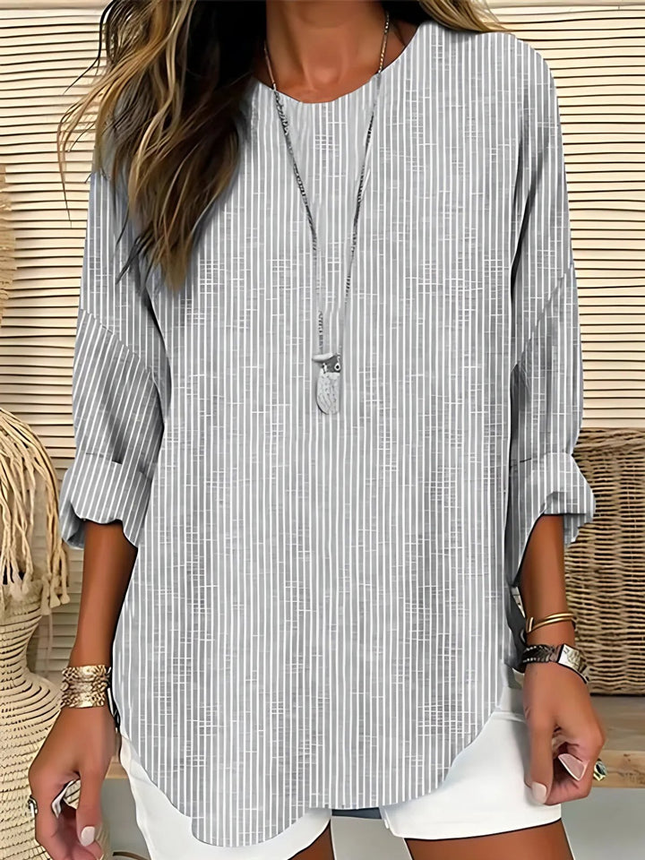 Camila | Relaxed Striped Crew Neck Long Sleeve Blouse 2