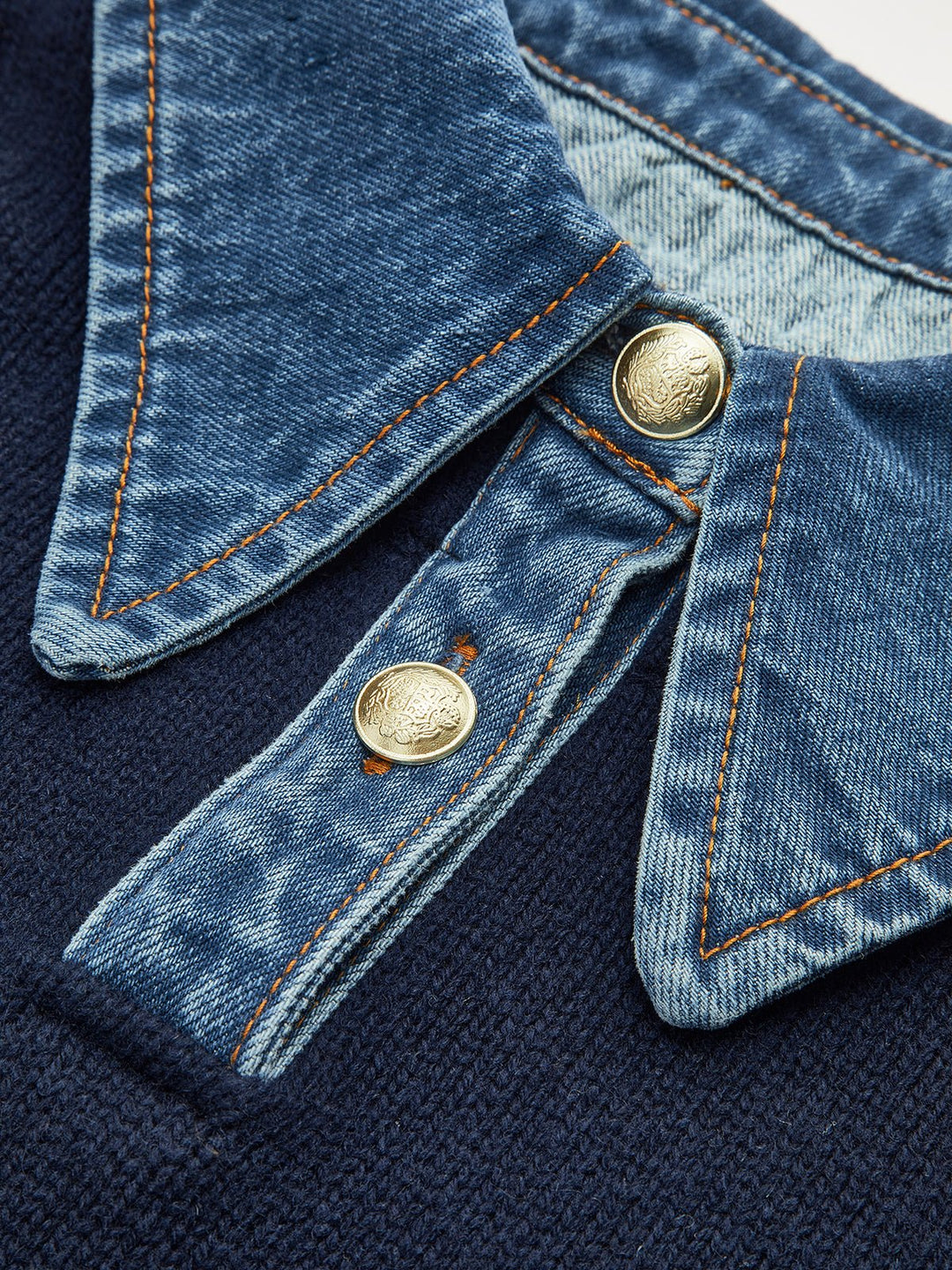 Charlotte | Comfortable And Warm Denim-Collar Knit Polo Sweater 3