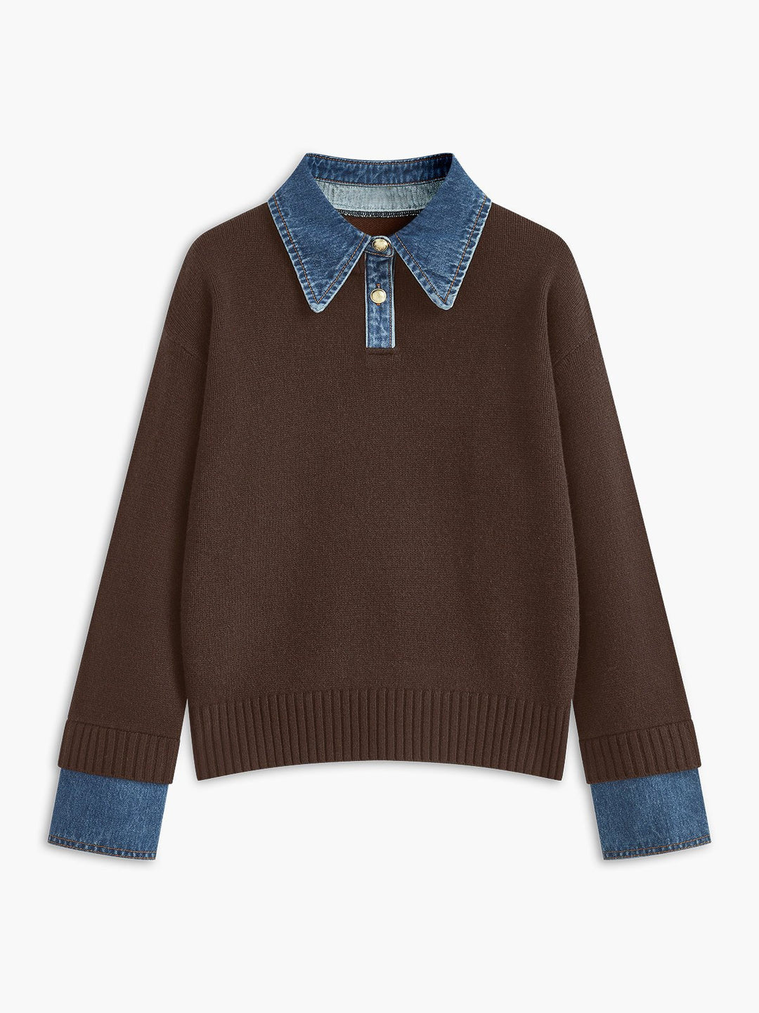 Charlotte | Comfortable And Warm Denim-Collar Knit Polo Sweater 7