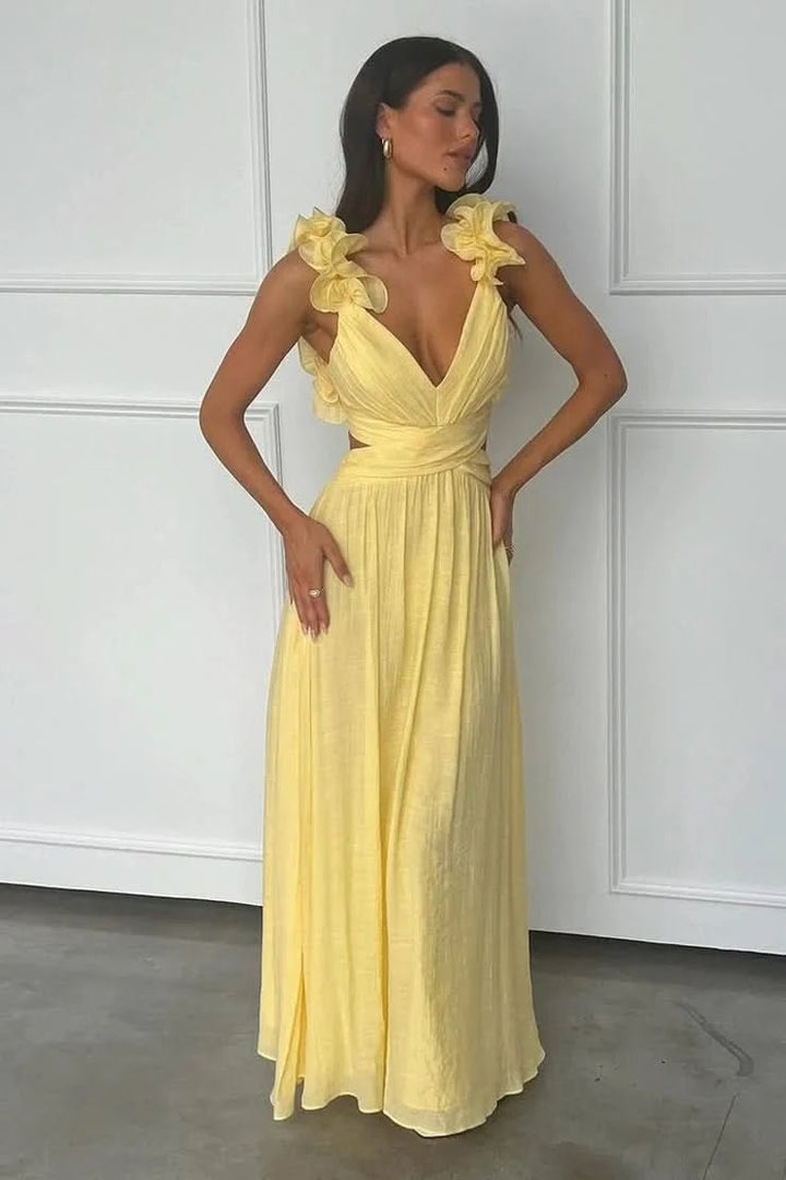 Charlotte | Pleated Sleeveless Floral Applique Evening Dress 8