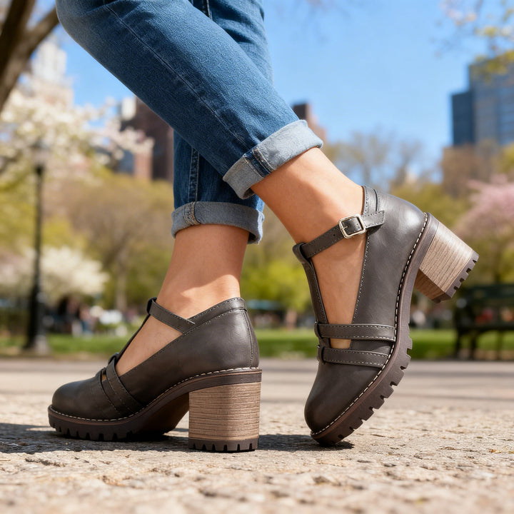 Charlotte | Retro T-Strap Block Heel Loafer 3
