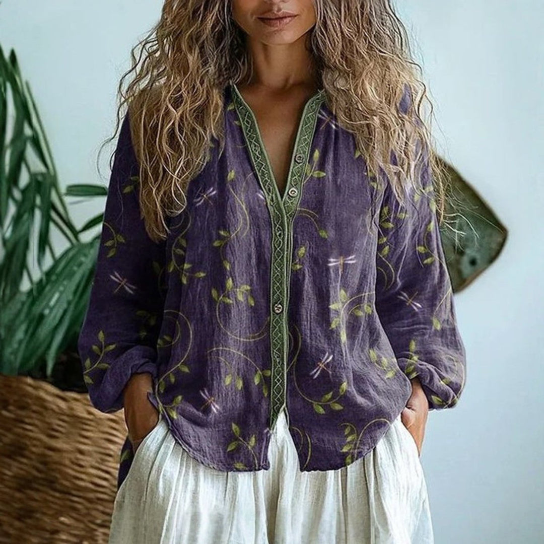 Chloe | Airy and Breathable Bohemian Linen Blouse 0