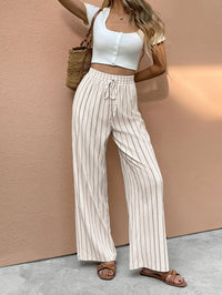 Ella | Trendy Striped High-Waist Wide-Leg Linen Pants