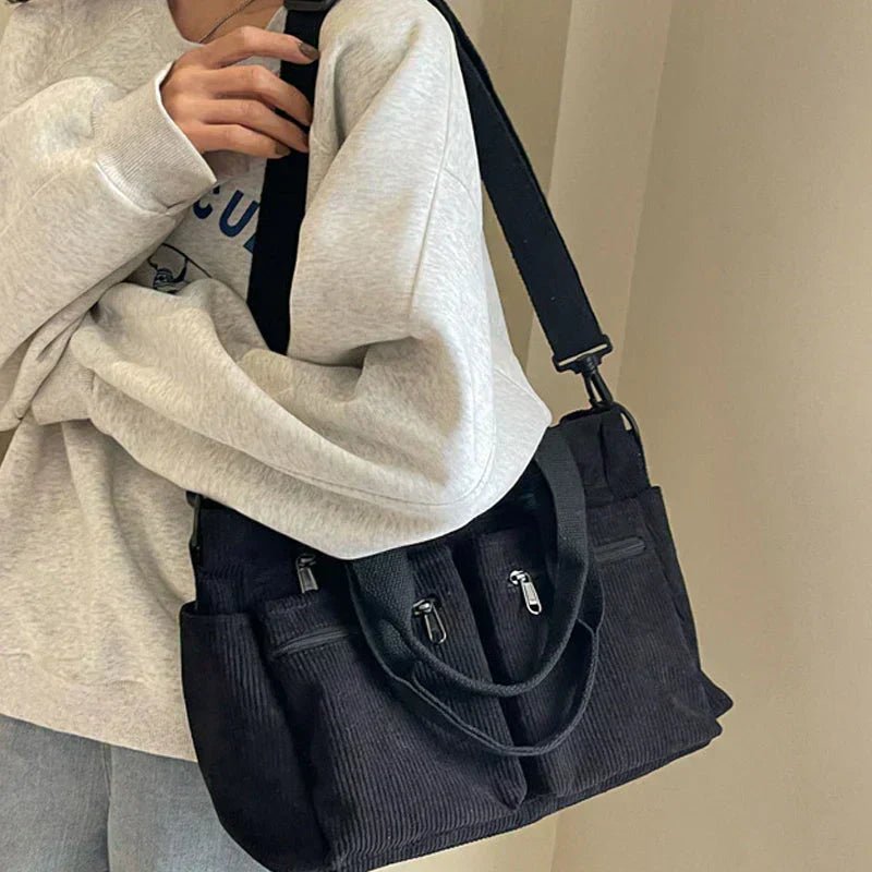 Claire | Corduroy Multi-Pocket Convertible Tote Bag 1