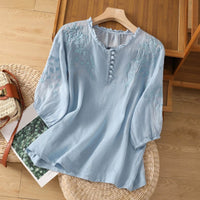 Amelia | Elegant And Lightweight Floral Embroidered Blouse