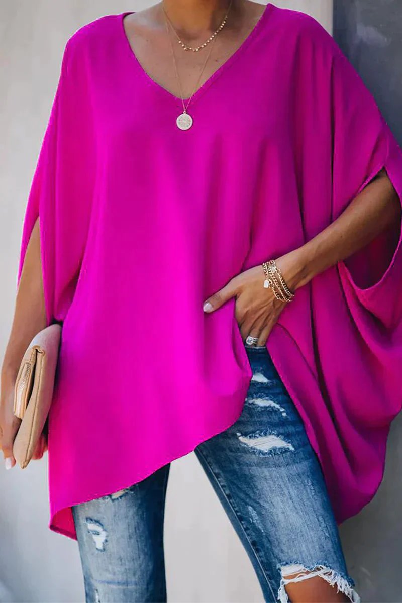 Clara | Elegant And Comfortable oversized batwing-sleeve tunic top 0