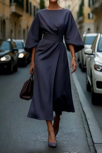 Charlotte | Sophisticated And Elegant Lantern-Sleeve Midi Dress