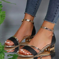 Sophia | Sparkling And Comfortable Glitter Block Heel Sandals