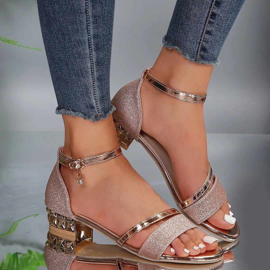 Clara | Glitter Block Heel Ankle Strap Sandals 3