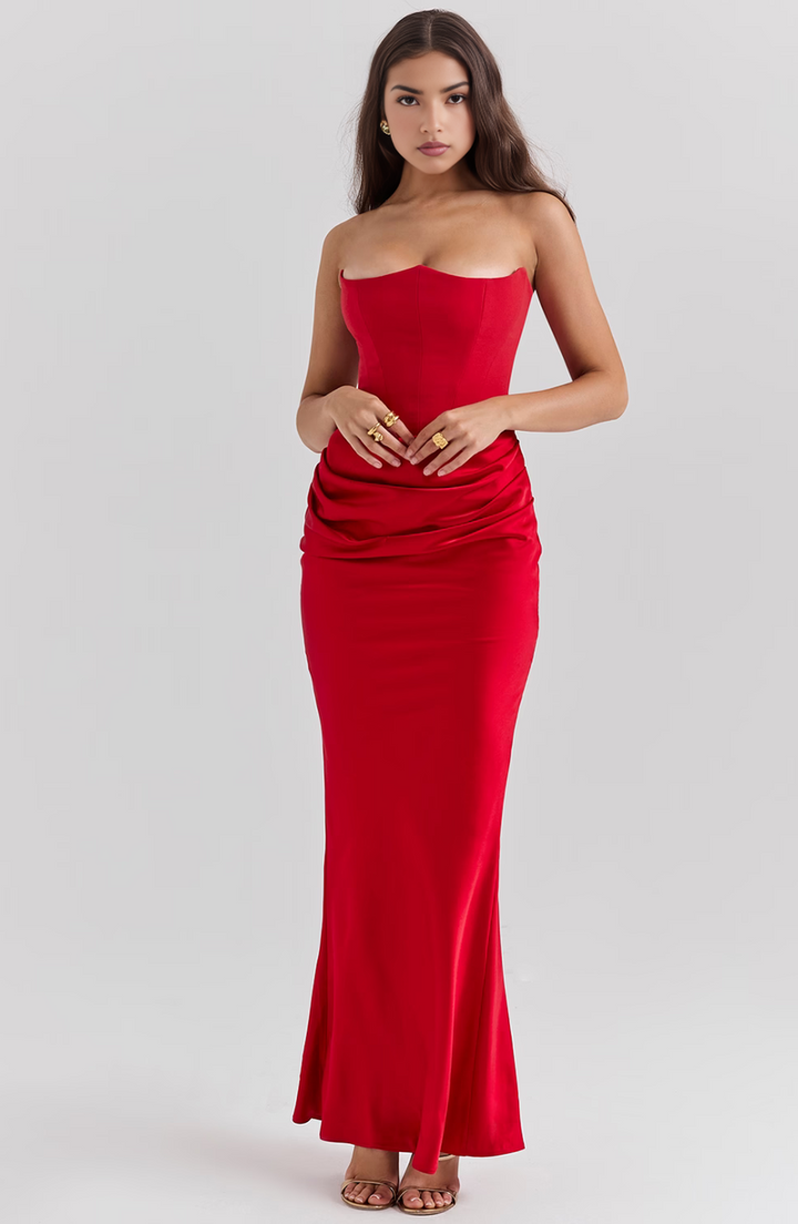 Clara | Stunning Lace Wedding Guest Dress with Strapless Design 7