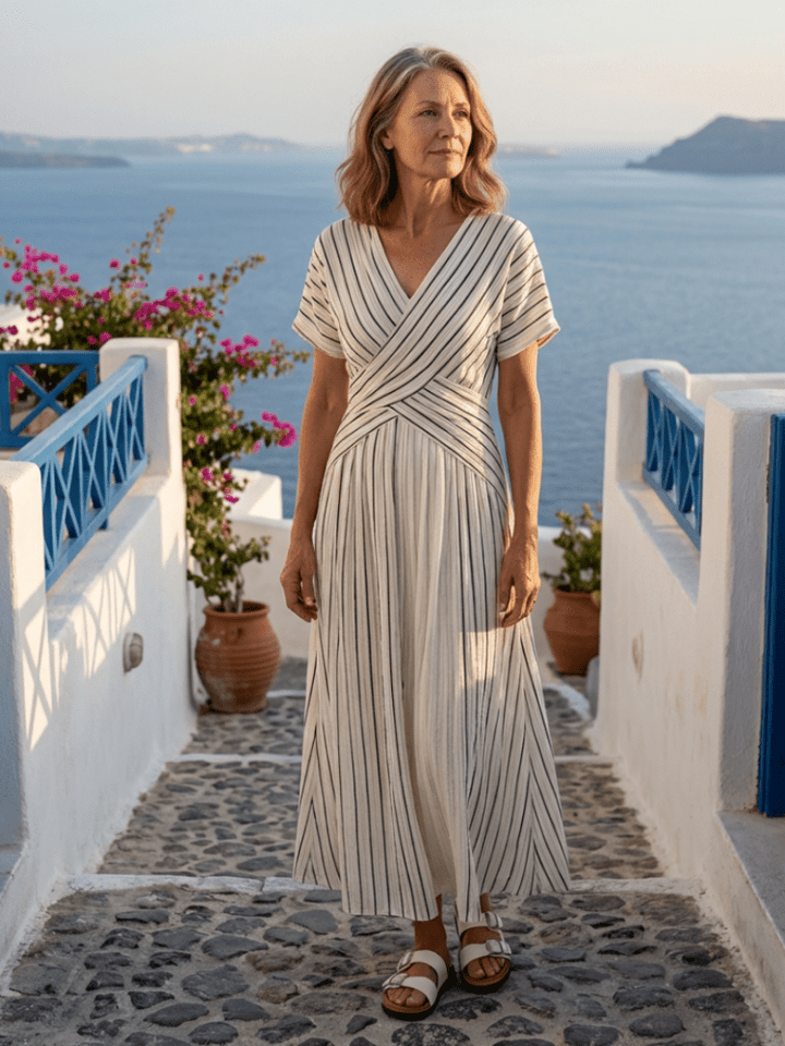 Cressida | Elegant White Midi Dress with Sleeves for Women 0