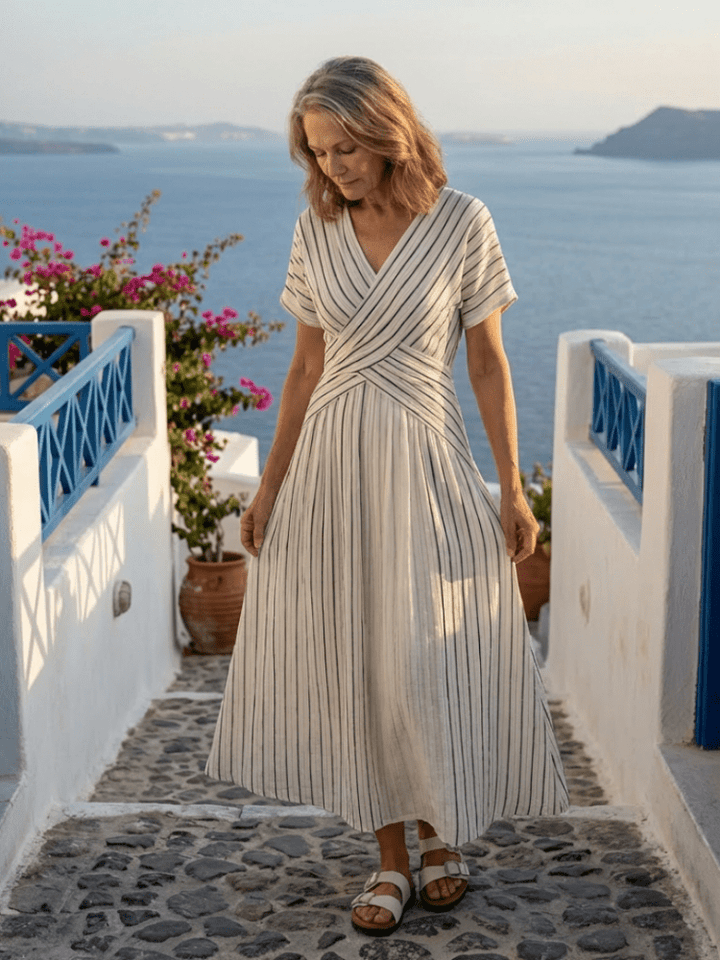 Cressida | Elegant White Midi Dress with Sleeves for Women 1